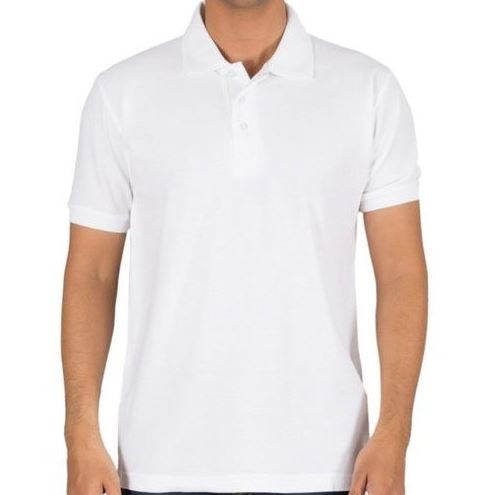 Self Design Men Polo White T-Shirt