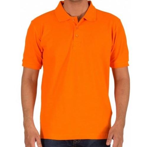 Solid Men Polo Orange T-Shirt