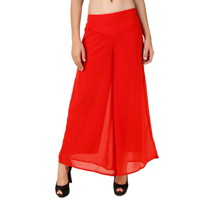 Regular Fit Women's Red Trousers