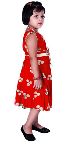 Girls Midi/Knee Length Casual Red Dress