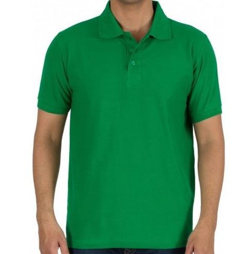 Solid Men Polo Green T-Shirt