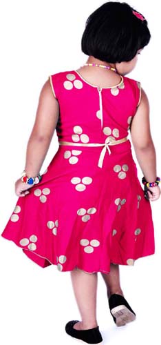 Girls Midi/Knee Length Casual Pink Dress
