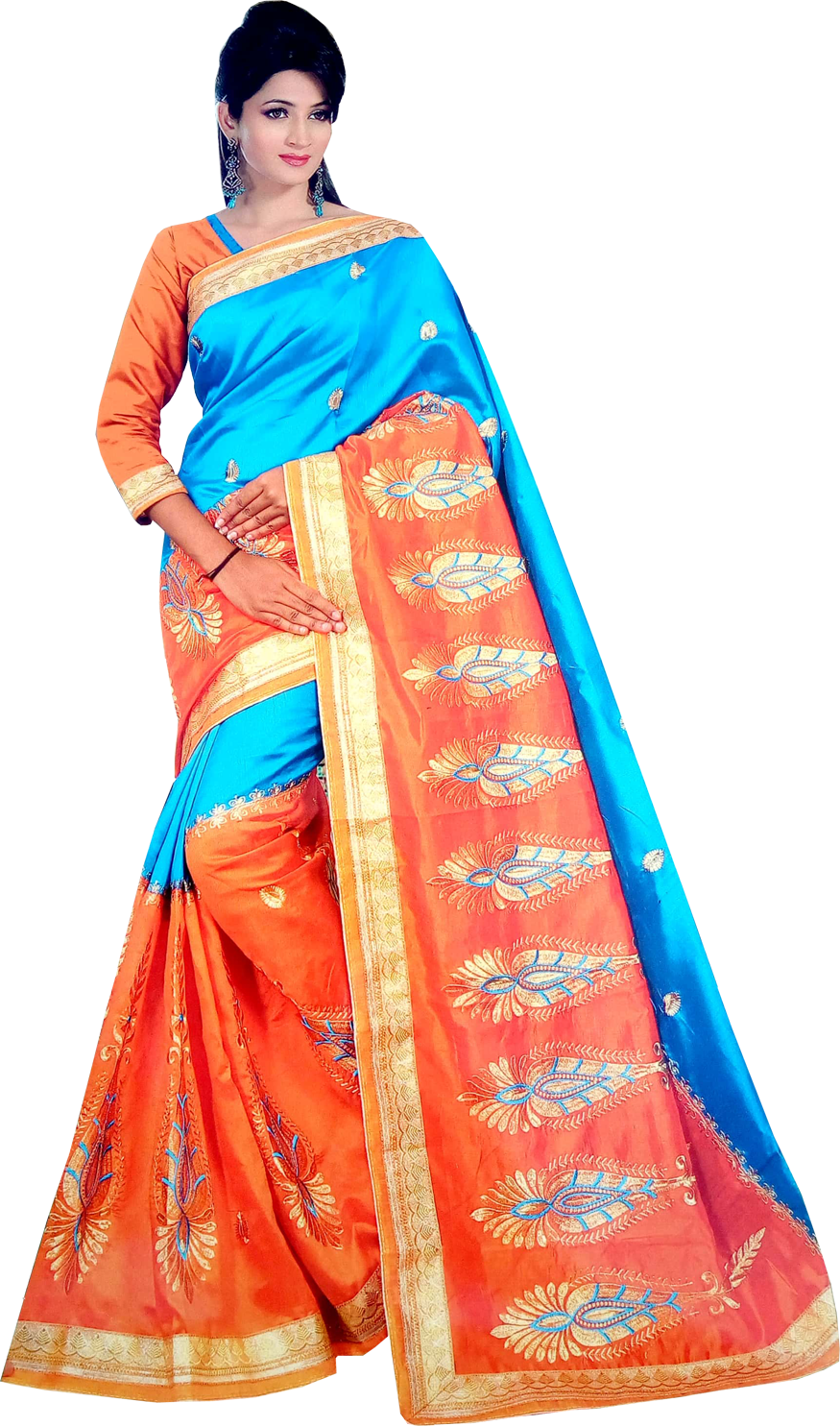 Embroidered Embellished Synthetic saree