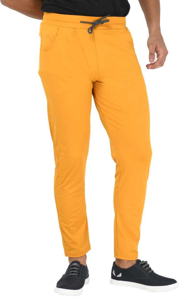 Solid Men Yellow Track Pants